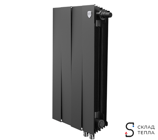 Радиатор биметаллический Royal Thermo PianoForte 500 Noir Sable (Н) (Чёрный) - 4 секций. Вид 1.