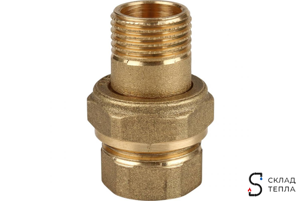 Сгон прямой латунный ITAP 151 - 1/2" (ВР/НР, с плоской прокладкой). Вид 3.