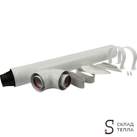 Комплект прохода через стену для коаксиального дымохода STOUT D60/100 мм (для котлов Baxi/Viessmann). Вид 1.