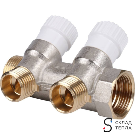 Коллектор регулирующий STOUT- 3/4" (НР/ВР) на 2 контура 1/2" (EK). Вид 2.