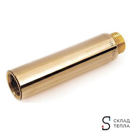 Удлинитель резьбовой STOUT - 1/2" длина 100 мм (НР/ВР, цвет латунный). Вид 2.