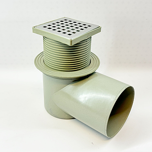 Трап горизонтальный регулируемый VALFEX 100х100 с выпуском 110мм (решетка из нерж. стали)