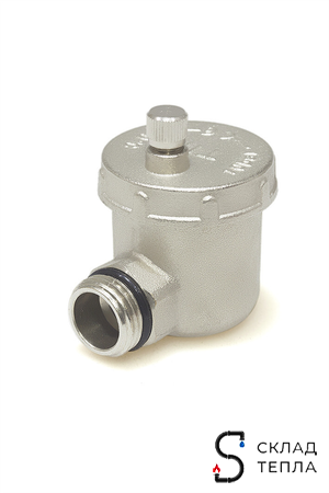 Воздухоотводчик автоматический угловой TIM - 1/2" (НР, воздухоотвод сверху, цвет никелированный). Вид 3.
