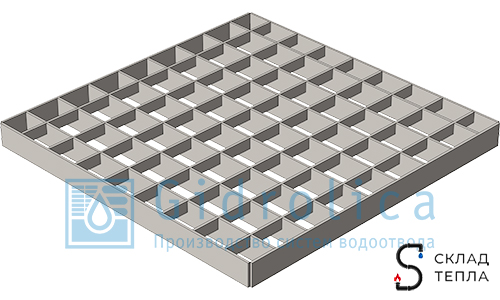 Решетка ячеистая стальная оцинкованная для дождеприемника Gidrolica 300х300. Вид 1.