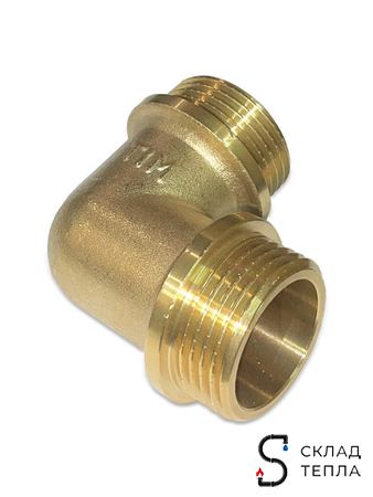 Отвод 90° латунный резьбовой равнопроходный TIM (НР/НР) - 1" (1шт). Вид 5.