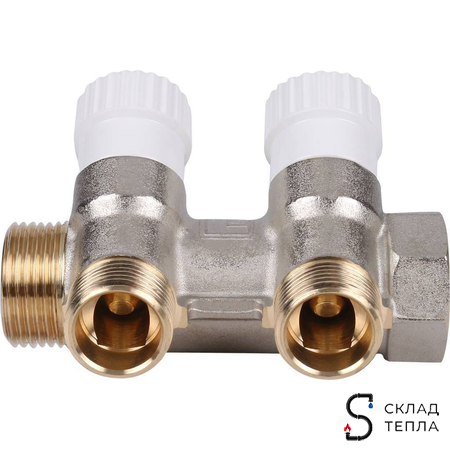 Коллектор регулирующий STOUT- 3/4" (НР/ВР) на 2 контура 1/2" (EK). Вид 4.