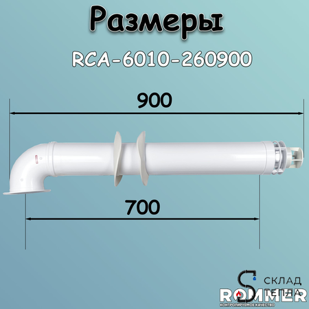 Комплект дымохода Rommer СТАНДАРТ 60/100 - 900мм (IMMERGAS). Вид 6.