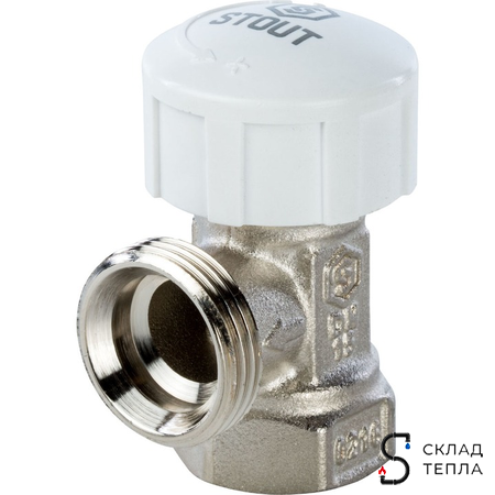 Клапан термостатический угловой STOUT - 1/2" (PN10, Tmax - 120°С). Вид 4.