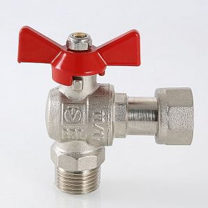 Кран шаровой угловой с накидной гайкой Valtec 3/4" (НР/НГ, ручка бабочка) Кран шаровой угловой с накидной гайкой Valtec 3/4' (НР/НГ, ручка бабочка)