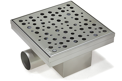 Трап из нержавеющей стали TIM с горизонтальным выпуском 15х15см (гидро+сухой затвор)