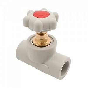 Кран вентильный FV Plast - 25 (для полипропиленовых труб под пайку, цвет серый, ручка барашек) 