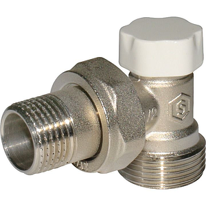 Клапан запорный балансировочный угловой STOUT - 1/2'х3/4' ЕК (ВР/НР, PN10, Tmax 120°С,)