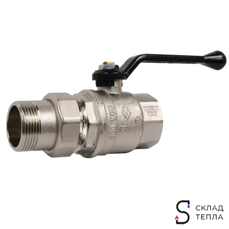 Кран шаровой полнопроходной Bugatti Oregon 320 - 1 1/4" (ВР/НГ, PN25, ручка-рычаг черная). Вид 2.