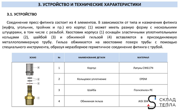 Отвод 90° STOUT - 16 (прессовой, для металлопластиковых труб). Вид 10.