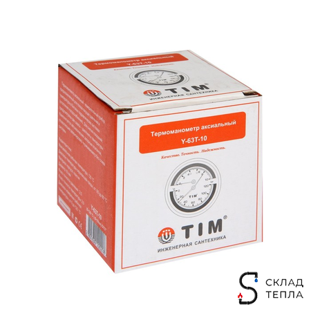 Термо-Манометр TIM Y-80T аксиальный (D-80 мм, 0-6 бар). Вид 5.