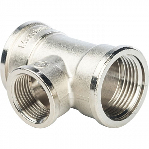 Тройник латунный резьбовой переходной STOUT (ВР) - 1' x 1/2' x 1' (никелированный)