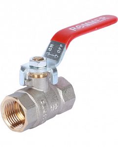 Кран шаровой полнопроходной Rommer - 1 1/2' (вн./вн.,PN40, ручка рычаг красная)