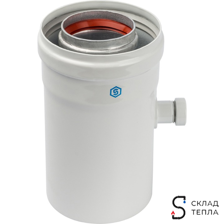 Конденсатосборник горизонтальный для коаксиального дымохода STOUT D60/100 мм. Вид 2.