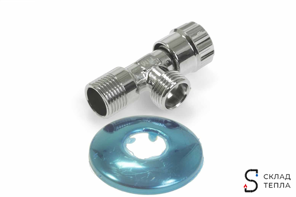Вентиль угловой TIM - 1/2" x 1/2" (НР/НР, с отражателем, хромированный, 2шт). Вид 5.