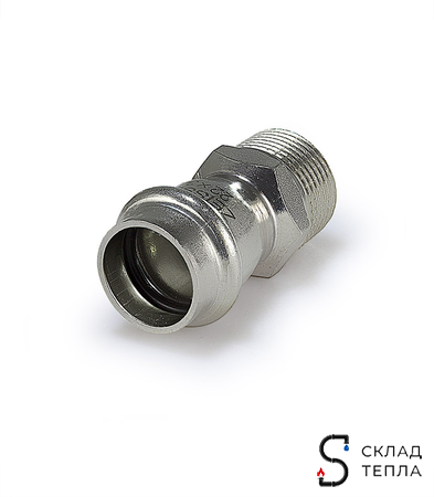 Переход на наружную резьбу Zeissler 15 х 1/2" из нержавеющей стали. Вид 1.