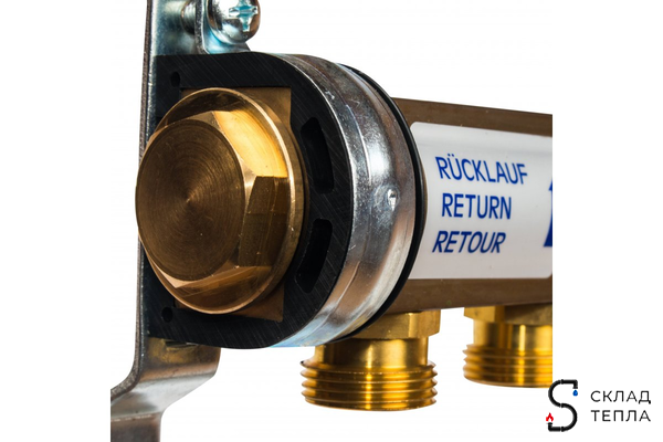 Коллекторная группа WATTS HKV/A - 1"ВР/ВР на 5 контуров 3/4"EK (латунь). Вид 2.