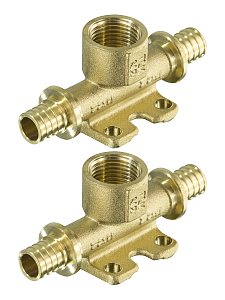 Тройник комбинированный с внутренней резьбой TIM - 16 x 1/2' (с креплением, 2шт)