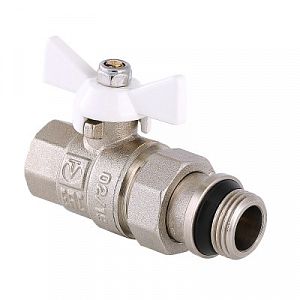 Кран шаровой с американкой VALTEC BASE 1/2" с доп. уплотнением (ВР/НГ, ручка бабочка белая) Кран шаровой с американкой VALTEC BASE 1/2' с доп. уплотнением (ВР/НГ, ручка бабочка белая)