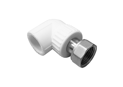 Переход на накидную гайку угловой VALFEX - 20 x 1/2' (для полипропиленовых труб, цвет белый)