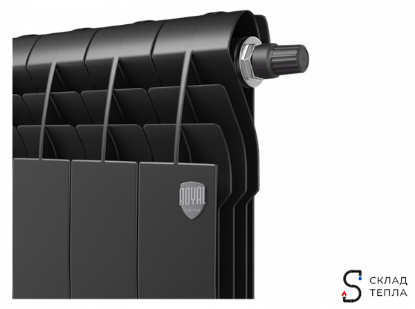 Радиатор биметаллический Royal Thermo BiLiner 350 V Noir Sable (Н) (Чёрный) - 12 секций. Вид 1.