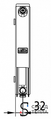 Радиатор стальной KERMI FTV 12 - высота 400 мм, длина 1100 мм с нижним подключением. Вид 16.