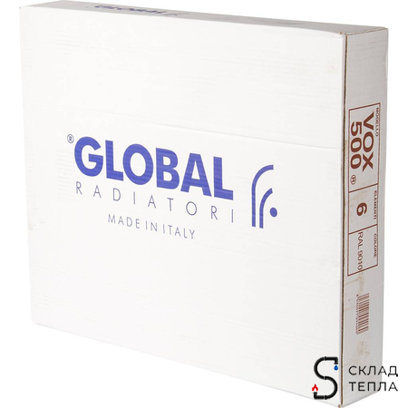 Радиатор алюминиевый GLOBAL VOX R 500 - 6 секций (подключение нижнее). Вид 8.