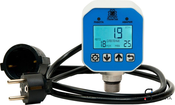 Реле давления электронное ПолиТех стандартное (10 бар, 1/2" НР, с кабелем). Вид 2.