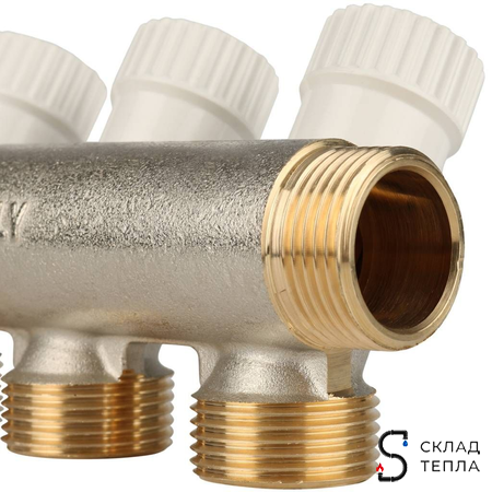 Коллектор регулирующий STOUT- 3/4" (НР/ВР) на 4 контура 3/4" (EK). Вид 6.