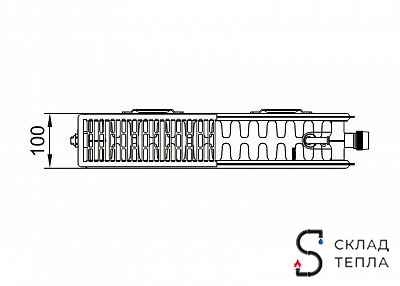 Радиатор стальной KERMI FTV 22 - высота 900 мм, длина 2300 мм с нижним подключением. Вид 14.
