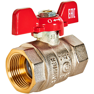 Кран шаровой полнопроходной Rommer - 3/4' (вн./вн.,PN40, ручка бабочка красная)