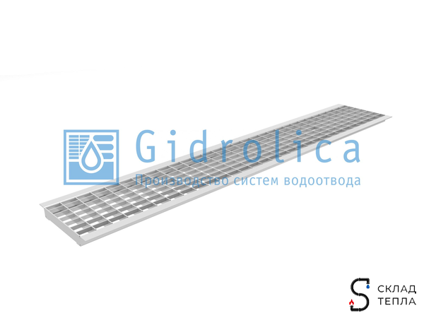Решетка ячеистая стальная оцинкованная DN150 Gidrolica 1000х187 мм. Вид 1.