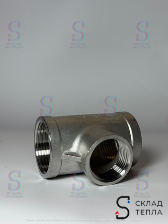 Тройник  резьбовой переходной из нержавеющей стали Benarmo (ВР) - 2" x 1 1/2" x 2". Вид 8.