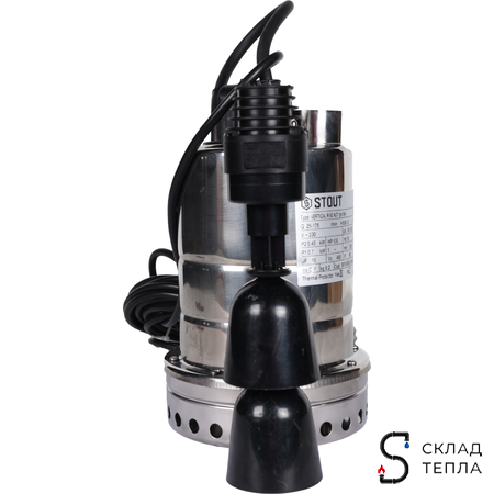 Насос дренажный STOUT с вертикальным поплавком (700Вт, Hmax 10м, Qmax 10500 л/ч). Вид 2.