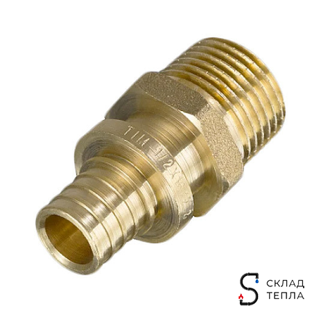 Переход на наружную резьбу TIM - 16 x 1/2" (для труб из сшитого полиэтилена, 1 шт). Вид 2.