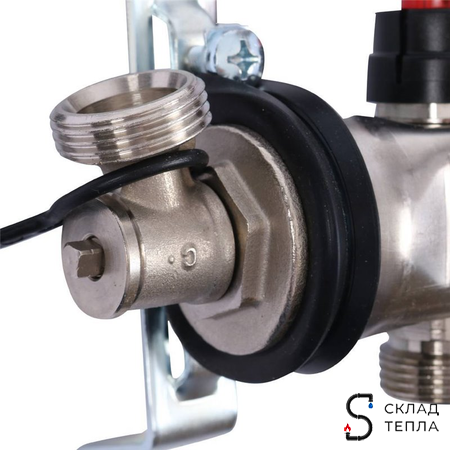 Коллекторная группа Uponor Vario S - 1" на 4 контура 3/4" (расходомеры, клапаны, сливные краны). Вид 4.