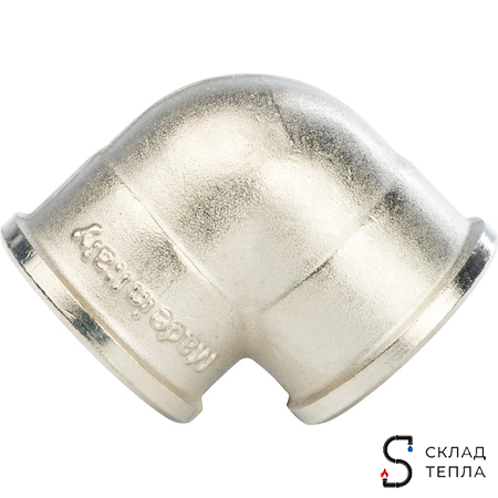 Отвод 90° латунный резьбовой переходной STOUT (ВР/ВР) - 1" x 3/4" (никелированный). Вид 5.