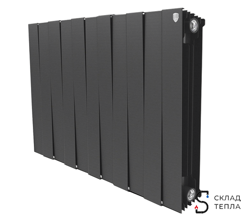 Радиатор биметаллический Royal Thermo PianoForte 500 Noir Sable (Чёрный) - 11 секций. Вид 1.