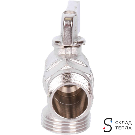 Кран шаровой полнопроходной угловой STOUT - 1/2" x 3/4" (НР/НР, ручка-флажок, для стиральных машин). Вид 6.