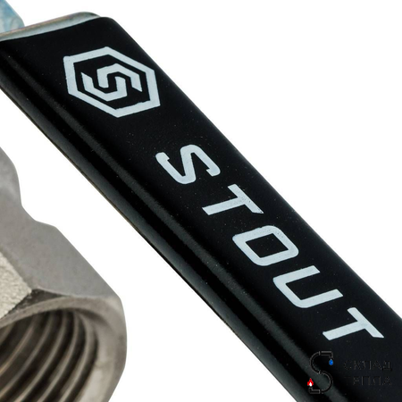 Кран шаровой с фильтром STOUT - 1" (ВР/ВР, PN30, Tmax 100°С, сетка 500 мкм, ручка-рычаг черная). Вид 5.