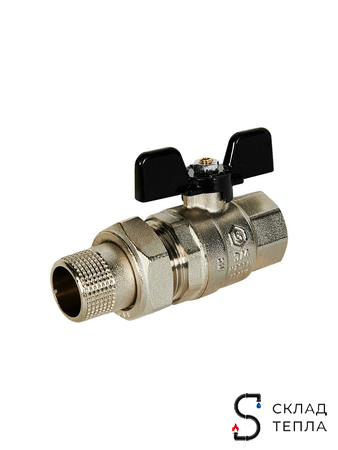 Кран шаровой полнопроходной STOUT - 3/4" (ВР/НГ, PN40, Tmax 150°С, ручка-бабочка черная). Вид 2.