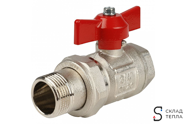 Кран шаровой полнопроходной ITAP IDEAL 098 - 3/4" (ВР/НГ, PN40, Tmax 150°С, ручка-бабочка красная). Вид 2.