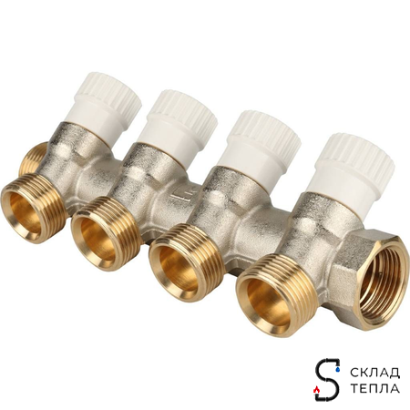 Коллектор регулирующий STOUT- 3/4" (НР/ВР) на 4 контура 3/4" (EK). Вид 2.