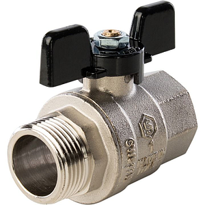 Кран шаровой полнопроходной STOUT - 1/2' (НР/ВР, PN40, Tmax 150°С, ручка-бабочка черная)