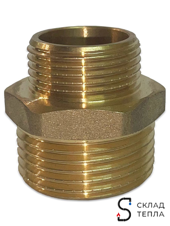 Ниппель латунный резьбовой переходной TIM - 1 1/2" x 1/2" (1шт). Вид 4.