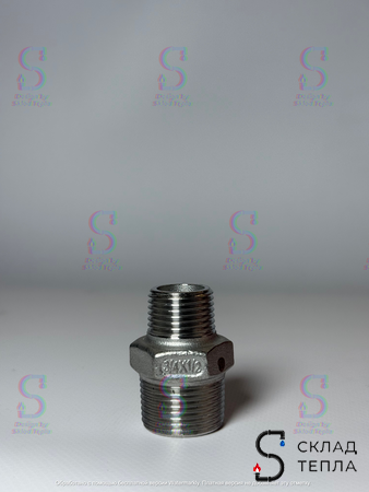 Ниппель резьбовой переходной Benarmo - 3/4" x 1/2" (нержавеющая сталь) (4шт). Вид 5.